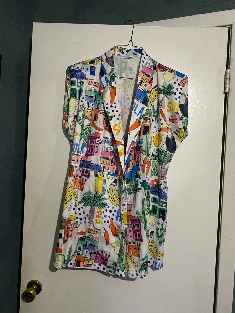 Colorful Hand-Painted Print Button Front rumper